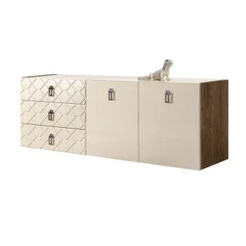 Комод 1.6м Bogemia Woodline Fly Fa (Слоновая кость) (Lakobel/Хром) БМКМ-4