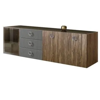 Комод 2.1м Bogemia Woodline Fly Wood Fi (Серый) (Lakobel/Хром) БМКМ-5[4]