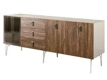 Комод 2.1м Bogemia Wood Fa (Слоновая кость) (Novabuk/Хром) БМКМ-5(Wo)[4]