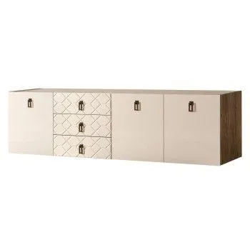 Комод 2.1м Bogemia Woodline Fly Fa (Слоновая кость) (Novabuk/Черный) БМКМ-5