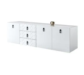 Комод 2.1м Bogemia Fly Farfalle (Белый) (Lakobel/Черный) БМКМ-5