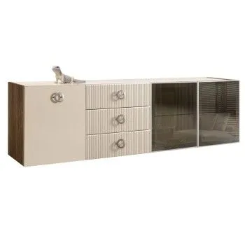 Комод 2.1м Bogemia Woodline Fly Fi (Слоновая кость) (Lakobel/Хром) БМКМ-5[5][10]