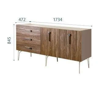 Комод 1.6м Bogemia Wood Wo (Мокка) (Novabuk/Хром) БМКМ-4(Wo)