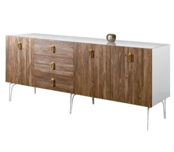 Комод 2.1м Bogemia Wood Fa (Белый) (Lakobel/Золото) БМКМ-5(Wo)