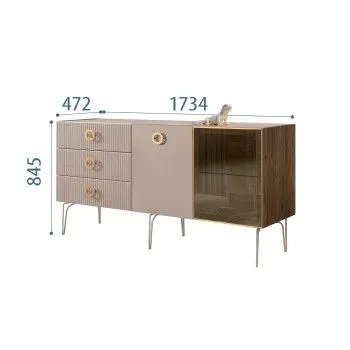 Комод 1.6м Bogemia Woodline Fi (Мокка) (Lakobel/Золото) БМКМ-4[5][10]