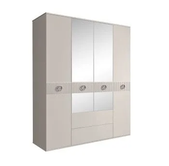 Шкаф 4-х дверный с зеркалами, с ящиками, Bogemia Fillini (Шелк/Хром) БМШ1/41(Fi)