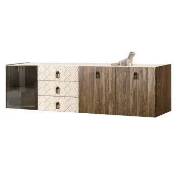 Комод 2.1м Bogemia Woodline Fly Wood Fa (Слоновая кость) (Lakobel/Черный) БМКМ-5[4]