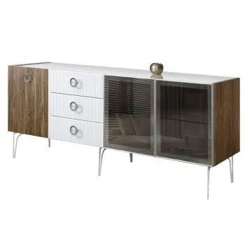 Комод 2.1м Bogemia Woodline Wood Fi (Белый) (Lakobel/Хром) БМКМ-5[5][10]