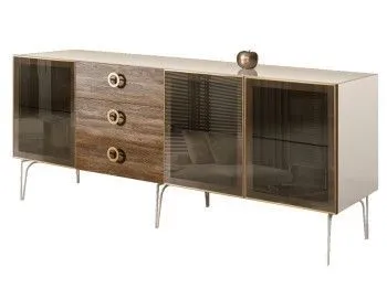 Комод 2.1м Bogemia Wood Fi (Слоновая кость) (Lakobel/Золото) БМКМ-5(Wo)[5]