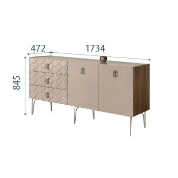 Комод 1.6м Bogemia Woodline Fa (Мокка) (Lakobel/Хром) БМКМ-4