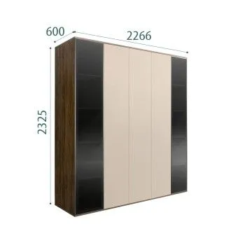 Шкаф 5-ти дв. Bogemia Woodline Air (Ваниль/Серебро) БМШ2/5(2)