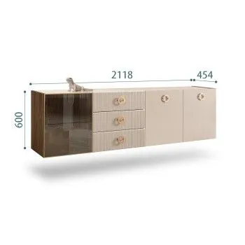 Комод 2.1м Bogemia Woodline Fly Fi (Ваниль) (Lakobel/Золото) БМКМ-5[4]