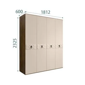 Шкаф 4-х дверный Bogemia Woodline Fa (Ваниль/Черный) БМШ2/4