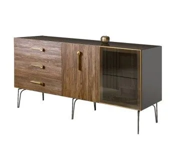 Комод 1.6м Bogemia Wood Wo (Серый) (Lakobel/Золото) БМКМ-4(Wo)[5][10]