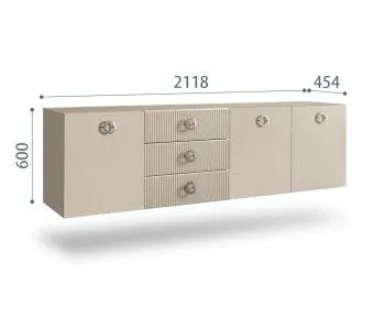 Комод 2.1м Bogemia Fly Fillini (Ваниль) (Novabuk/Хром) БМКМ-5