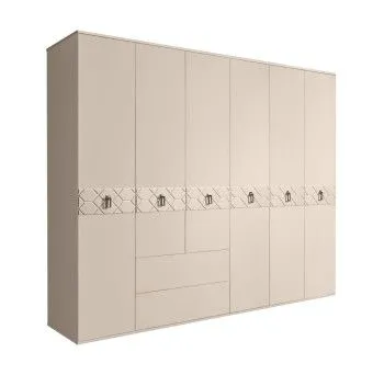 Шкаф 6-ти дверный с ящиками, Bogemia Farfalle (Ваниль/Хром) БМШ2/61(Fa)