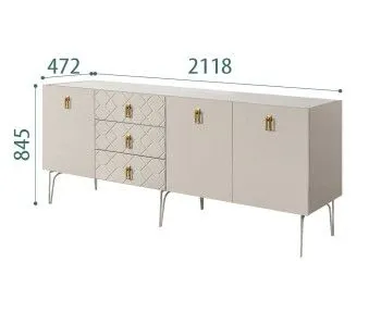 Комод 2.1м Bogemia Farfalle (Шелк) (Novabuk/Золото) БМКМ-5(Fa)