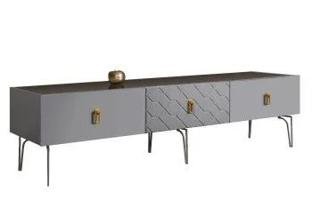 Тумба под телевизор 2.1м Bogemia Farfalle (Серый) (Lakobel/Золото) БМТ-2(Fa)[10]