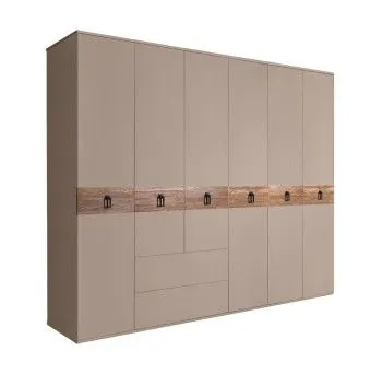 Шкаф 6-ти дверный с ящиками, Bogemia Wood Fa (Мокка/Черный) БМШ2/61(Wo)