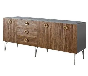 Комод 2.1м Bogemia Wood Fi (Серый) (Novabuk/Золото) БМКМ-5(Wo)