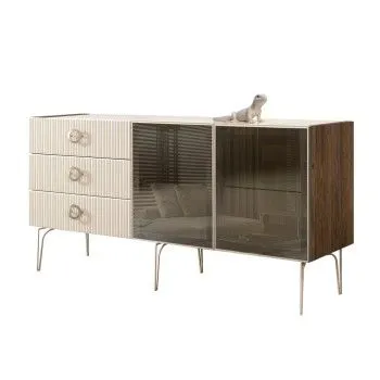 Комод 1.6м Bogemia Woodline Fi (Слоновая кость) (Lakobel/Хром) БМКМ-4[5]