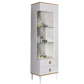 Витрина 1-ств. Римини (Белый/Серебро) (Правая) РМВ1-1С