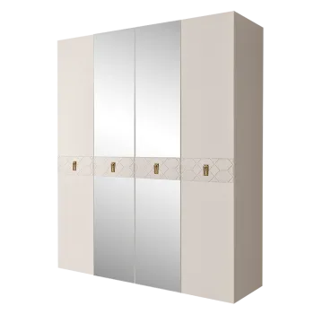 Шкаф 4-х дв. с зеркалами Bogemia Farfalle (Слоновая кость/Золото) БМШ1/4(Fa)