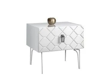 Тумба прикроватная Bogemia Farfalle (Белый) (Lakobel/Хром) БМТП-1(Fa)