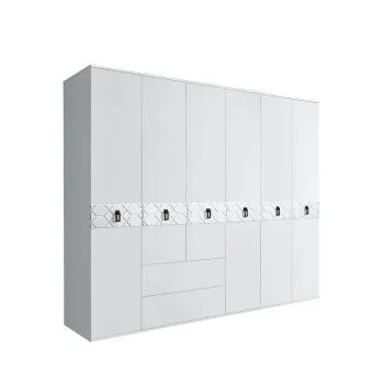 Шкаф 6-ти дверный с ящиками, Bogemia Farfalle (Белый/Черный) БМШ2/61(Fa)