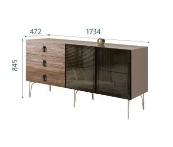 Комод 1.6м Bogemia Wood Fa (Мокка) (Lakobel/Черный) БМКМ-4(Wo)[5]