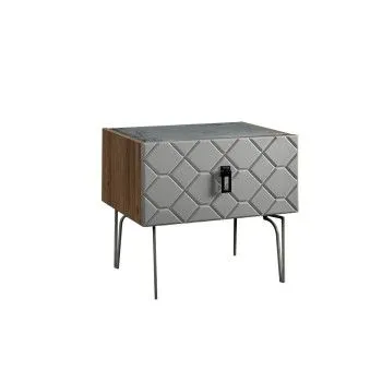 Тумба прикроватная Bogemia Woodline Fa (Серый) (Novabuk/Черный) БМТП-1