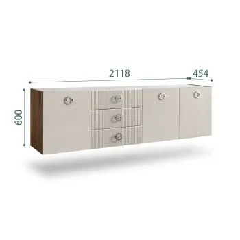 Комод 2.1м Bogemia Woodline Fly Fi (Шелк) (Novabuk/Хром) БМКМ-5