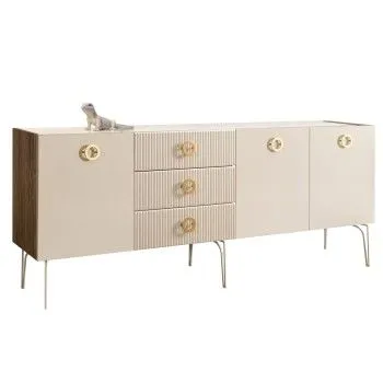 Комод 2.1м Bogemia Woodline Fi (Слоновая кость) (Lakobel/Золото) БМКМ-5