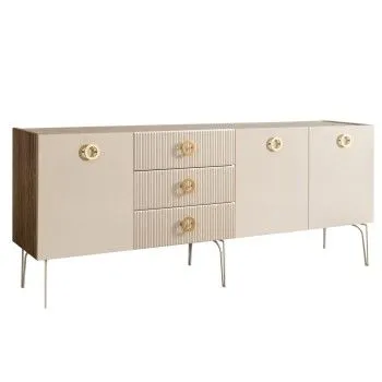 Комод 2.1м Bogemia Woodline Fi (Слоновая кость) (Novabuk/Золото) БМКМ-5