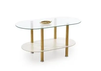 Стол журнальный Halmar DUCAT (белый мрамор/прозрачный/золотой)