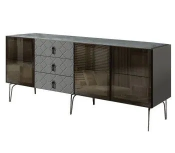 Комод 2.1м Bogemia Farfalle (Серый) (Novabuk/Черный) БМКМ-5(Fa)[5]