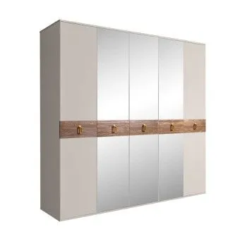 Шкаф 5-ти дв. с зеркалами Bogemia Wood Fa (Шелк/Золото) БМШ1/5(Wo)
