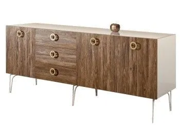 Комод 2.1м Bogemia Wood Fi (Слоновая кость) (Lakobel/Золото) БМКМ-5(Wo)