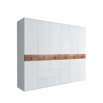 Шкаф 6-ти дверный с ящиками, Bogemia Wood Fa (Белый/Золото) БМШ2/61(Wo)