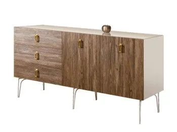 Комод 1.6м Bogemia Wood Fa (Слоновая кость) (Lakobel/Золото) БМКМ-4(Wo)