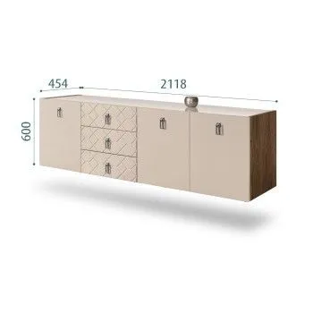 Комод 2.1м Bogemia Woodline Fly Fa (Ваниль) (Lakobel/Хром) БМКМ-5