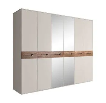 Шкаф 6-ти дв. с зеркалами Bogemia Wood Wo (Шелк/Хром) БМШ1/6(Wo)