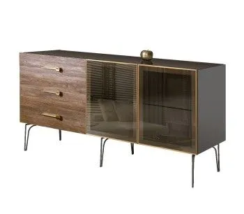 Комод 1.6м Bogemia Wood Wo (Серый) (Lakobel/Золото) БМКМ-4(Wo)[5]