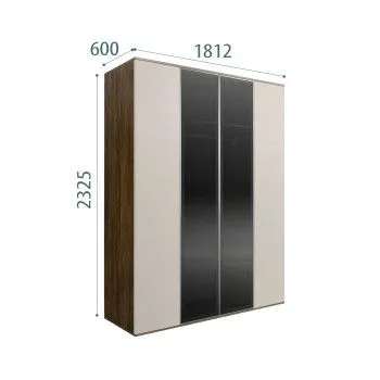 Шкаф 4-х дв. Bogemia Woodline Air (Шелк/Серебро) БМШ2/42(2)