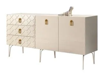Комод 1.6м Bogemia Farfalle (Слоновая кость) (Lakobel/Золото) БМКМ-4(Fa)