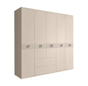 Шкаф 5-ти дверный с ящиками, Bogemia Fillini (Ваниль/Хром) БМШ2/51(Fi)