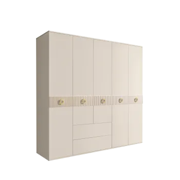 Шкаф 5-ти дверный с ящиками, Bogemia Fillini (Слоновая кость/Золото) БМШ2/51(Fi)