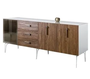 Комод 2.1м Bogemia Wood Wo (Белый) (Lakobel/Хром) БМКМ-5(Wo)[4]