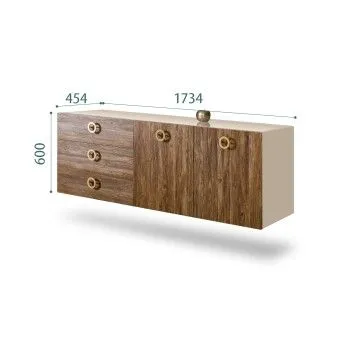 Комод 1.6м Bogemia Fly Wood Fi (Ваниль) (Lakobel/Золото) БМКМ-4