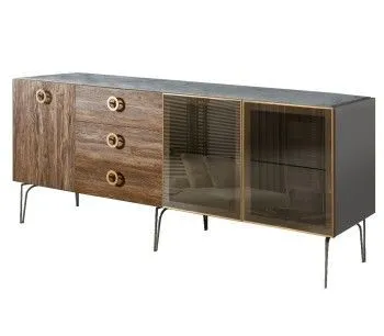 Комод 2.1м Bogemia Wood Fi (Серый) (Novabuk/Золото) БМКМ-5(Wo)[5][10]